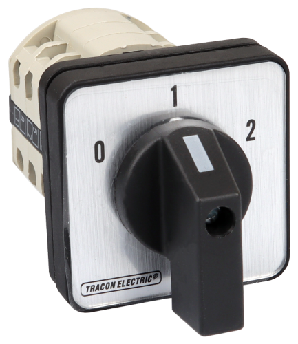 Przełącznik wyboru bez obudowy, 0-1-2 400V, 50Hz, 125A, 2×3P, 30kW, 88×88mm, 60° TKB-126/3 Tracon Electric
