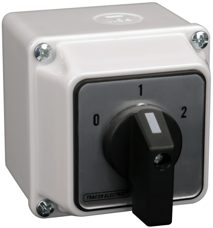 Wyłącznik silnika dwubiegunowego (Dahlander) z obudową 400V, 50Hz, 32A, 11kW, 64×64mm, IP44 TKM-32/DT Tracon Electric