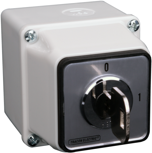 Wyłącznik główny z obudową, z kluczem, WŁ-WYŁ 400V, 50Hz, 20A, 4P, 5,5kW, 48×48mm, IP65 TKFK-20T65 Tracon Electric