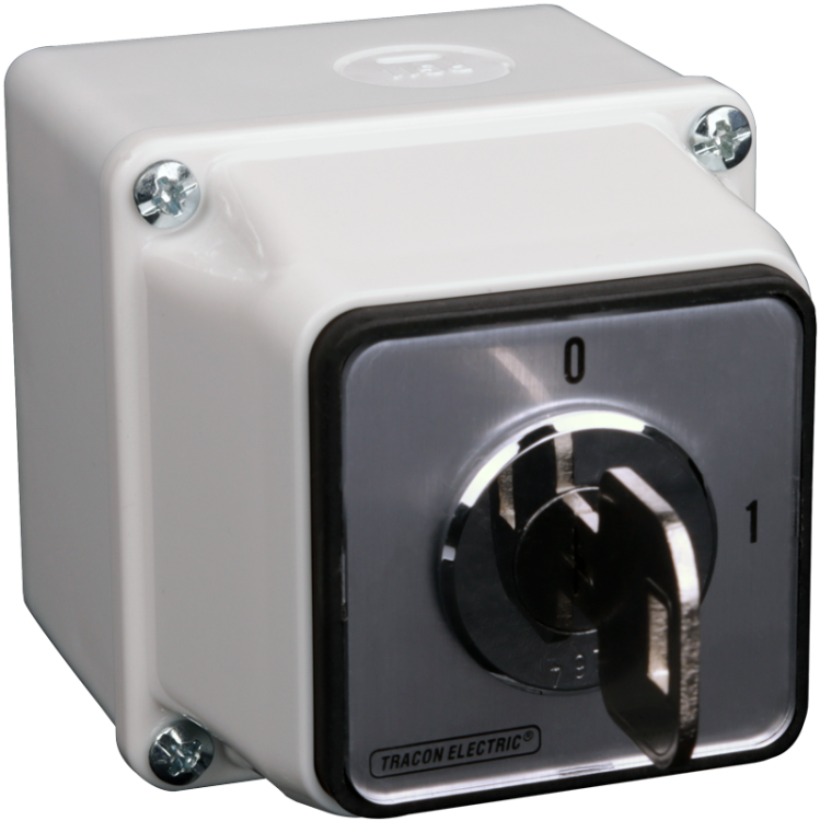 Wyłącznik główny z obudową, z kluczem, WŁ-WYŁ 400V, 50Hz, 20A, 4P, 5,5kW, 48×48mm, IP65 TKFK-20T65 Tracon Electric