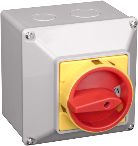 Wyłącznik główny z obudową, z blokadą, WŁ-WYŁ 400V, 50Hz, 63A, 4P, 18,5kW, 64×64mm, IP44 TKFL-63T Tracon Electric