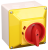 Rozłącznik bezpieczeństwa z blokadą na szynę z obudową,żółty 400V, 50Hz, 20A, 3P, 5,5kW, 48×48mm, IP65 TSS-20/3T65S Tracon Electric
