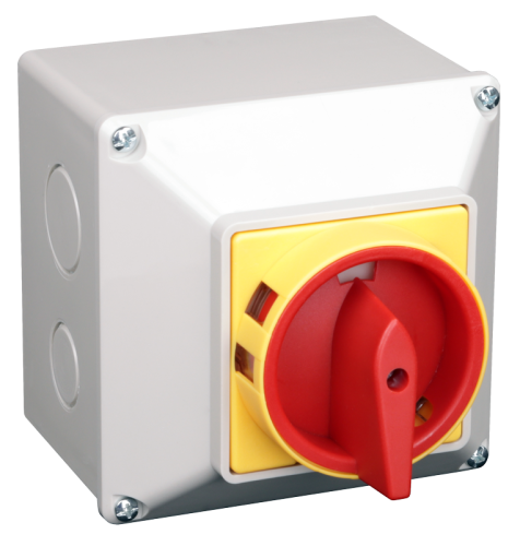 Rozłącznik bezpieczeństwa z blokadą na szynę z obudową 400V, 50Hz, 32A, 4P, 7,5kW, 64×64mm, IP44 TSS-32/4T Tracon Electric