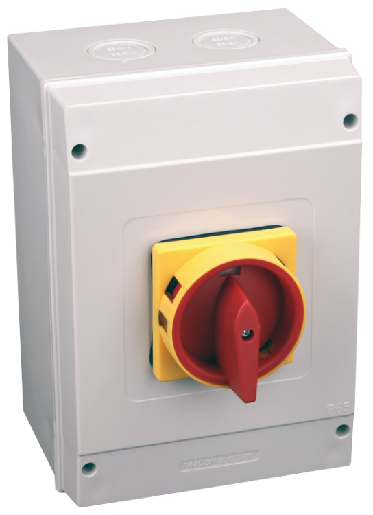 Rozłącznik bezpieczeństwa z blokadą na szynę w obudowie 400V, 50Hz, 80A, 3P, 22kW, 64×64mm, IP65 TSS-80/3T65 Tracon Electric