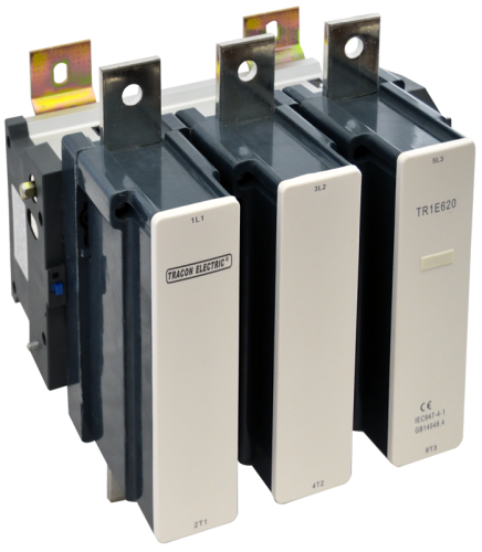 Stycznik dużej mocy 415V, 50Hz, 620A, 335kW, 230V AC, 3×NO+1×NO TR1E620 Tracon Electric