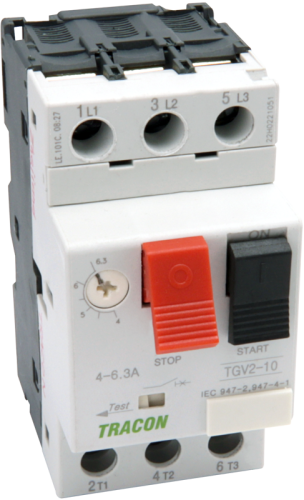 Wyłącznik silnikowy z przyciskiem ręcznym 6,3-10A, 4kW TGV2-14 Tracon Electric