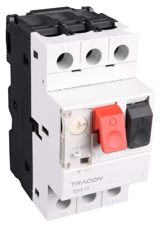 Wyłącznik silnikowy z przyciskiem ręcznym, z możliwością plo 4-6,3A, 2,2kW TGV3-10 Tracon Electric