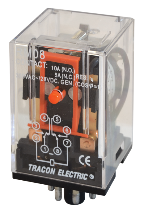 Przekaźnik przemysłowy 48V DC / 2×CO, (3A, 230V AC / 28V DC) RM08-48DC Tracon Electric
