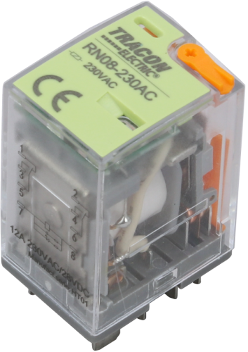 Miniaturowy przekaźnik mocy z testem i wskaźnikiem stanu 110V AC / 2×CO (12A, 230V AC / 28V DC) RN08-110AC Tracon Electric