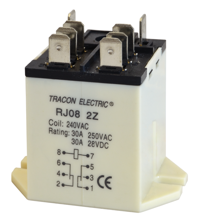 Przekaźnik o dużej mocy 110V DC / 2×CO (30A, 230V AC / 28V DC) RJ08-110DC Tracon Electric