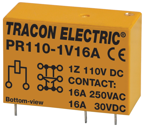 Przekaźnik PCB 110V DC / 1×CO (16A, 230V AC / 30V DC) PR110-1V16A Tracon Electric