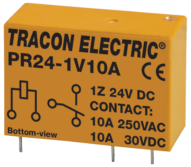 Przekaźnik PCB 24V DC / 1×CO (10A, 230V AC / 30V DC) PR24-1V10A Tracon Electric