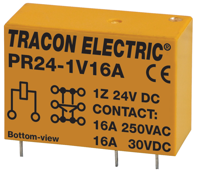 Przekaźnik PCB 24V DC / 1×CO (16A, 230V AC / 30V DC) PR24-1V16A Tracon Electric
