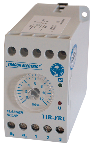 Przekaźnik czasowy z funkcją pracy cyklicznej 250V AC, 0,5s / 0-12s, 5A/250V AC, 10A/24V AC/DC TIR-FR1 Tracon Electric