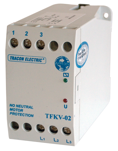 Przekaźnik zabezp. napięciowy do 3-fazowych systemów 3×400V AC ( 0,7-1,2)xUn fix, 5A/250V AC TFKV-02 Tracon Electric