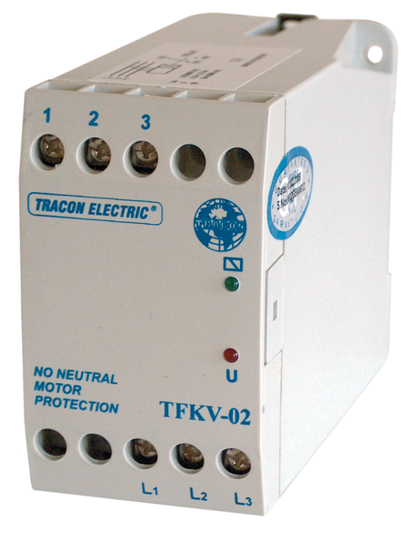 Przekaźnik zabezp. napięciowy do 3-fazowych systemów 3×400V AC ( 0,7-1,2)xUn fix, 5A/250V AC TFKV-02 Tracon Electric