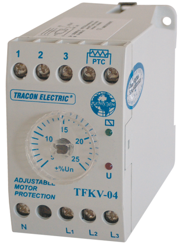 Przekaźnik zabezp. napięciowy do 3-fazowy asym/przegrz. 3x230/400V AC,+/-5% - +/-25%, 5A/250V AC TFKV-04 Tracon Electric