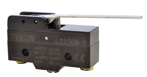 Wyłącznik krańcowy, z dźwignią sprężynową 1xCO, 2A/230V AC-15, 0,3A/250V DC-13, 49mm, IP00 LS15GM-B Tracon Electric
