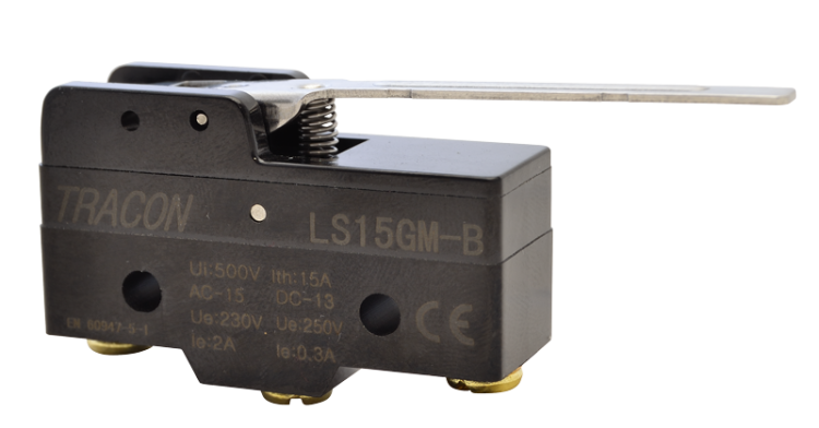 Wyłącznik krańcowy, z dźwignią sprężynową 1xCO, 2A/230V AC-15, 0,3A/250V DC-13, 49mm, IP00 LS15GM-B Tracon Electric