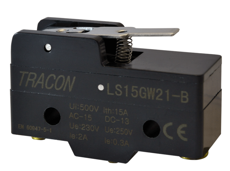 Wyłącznik krańcowy, z dźwignią sprężynową 1xCO, 2A/230V AC-15, 0,3A/250V DC-13, 17mm, IP00 LS15GW21-B Tracon Electric