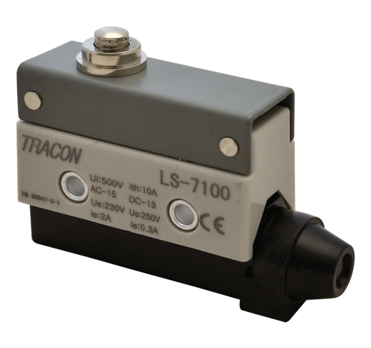 Wyłącznik krańcowy, ze zderzakiem 1xCO, 2A/230V AC-15, 0,3A/250V DC-13, IP40 LS7100 Tracon Electric