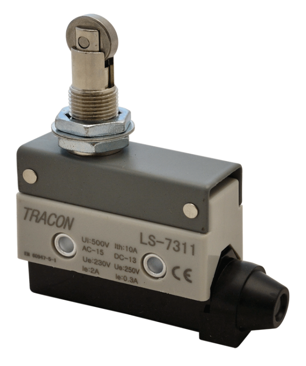 Wyłącznik krańcowy, z rolką 1xCO, 2A/230V AC-15, 0,3A/250V DC-13, IP40 LS7311 Tracon Electric