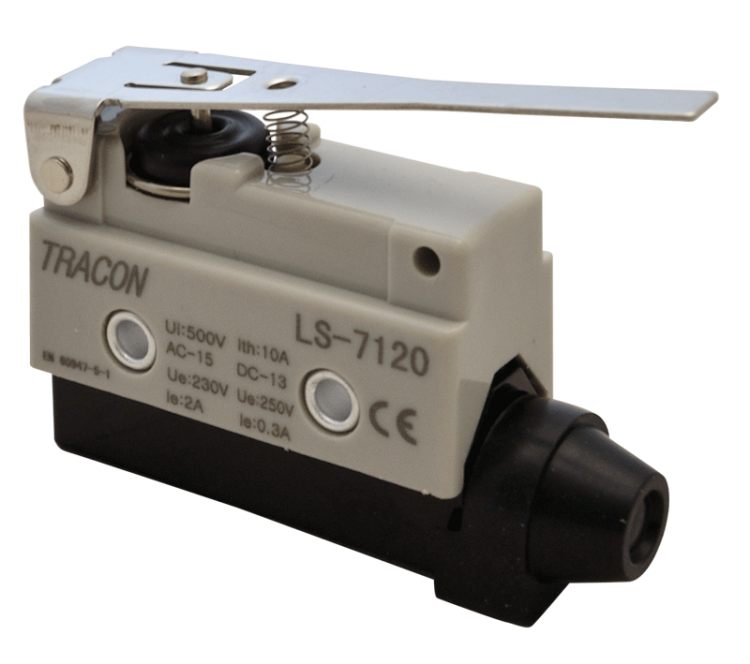 Wyłącznik krańcowy, z dźwignią sprężynową 1xCO, 2A/230V AC-15, 0,3A/250V DC-13, 65mm, IP40 LS7120 Tracon Electric