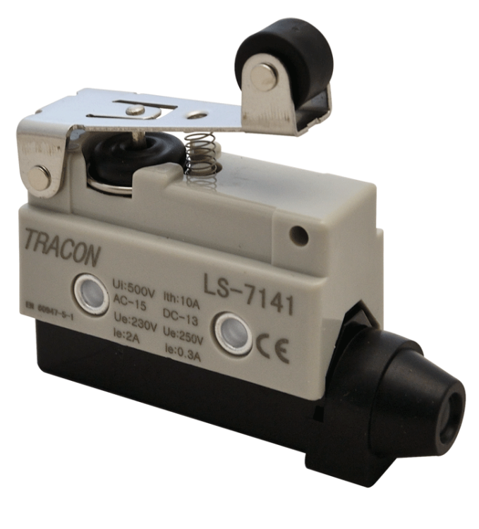 Wyłącznik krańcowy, z dźwignią sprężynową i rolką 1xCO, 2A/230V AC-15, 0,3A/250V DC-13, 47mm, IP40 LS7141 Tracon Electric