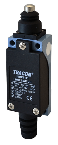 Wyłącznik krańcowy, z trzpieniem i zderzakiem 1xNO+1xNC, 2A/230V AC-15, 0,3A/250V DC-13, IP65 LSME8111 Tracon Electric