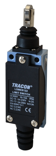 Wyłącznik krańcowy, ze zbijakiem rolkowym 1xNO+1xNC, 2A/230V AC-15, 0,3A/250V DC-13, 90°, IP65 LSME8122 Tracon Electric