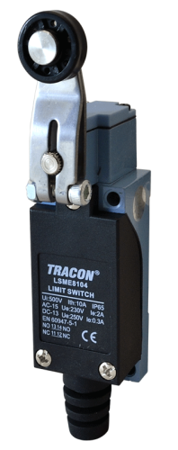 Wyłącznik krańcowy, z dźwignią regulowaną i rolką 1xNO+1xNC, 2A/230V AC-15, 0,3A/250V DC-13, 30mm, IP65 LSME8104 Tracon Electric