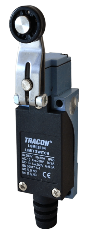 Wyłącznik krańcowy, z dźwignią regulowaną i rolką 1xNO+1xNC, 2A/230V AC-15, 0,3A/250V DC-13, 30mm, IP65 LSME8104 Tracon Electric