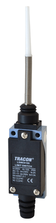 Wyłącznik krańcowy, z dźwignią sprężynową (plastik+stal) 1xNO+1xNC, 2A/230V AC-15, 0,3A/250V DC-13, 95mm, IP65 LSME8166 Tracon Electric