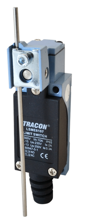 Wyłącznik krańcowy, z dźwignią skrętną i prętem 1xNO+1xNC, 2A/230V AC-15, 0,3A/250V DC-13, 0-100mm, IP65 LSME8107 Tracon Electric