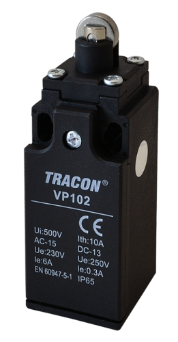 Wyłącznik krańcowy, z rolką 1xNO+1xNC, 6A/230V AC-15, 0,3A/250V DC-13, IP65 VP102 Tracon Electric