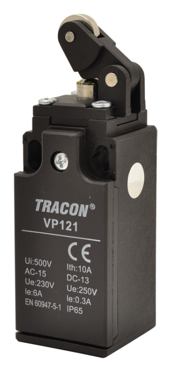 Wyłącznik krańcowy, z dźwignią i rolką 1xNO+1xNC, 6A/230V AC-15, 0,3A/250V DC-13, IP65 VP121 Tracon Electric
