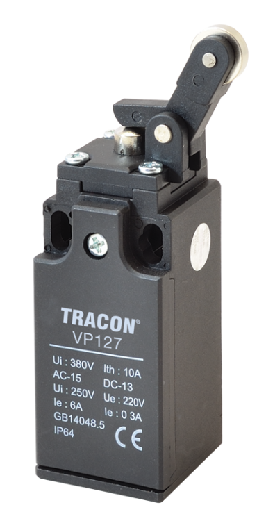 Wyłącznik krańcowy, z rolką 1xNO+1xNC, 6A/230V AC-15, 0,3A/250V DC-13, IP65 VP127 Tracon Electric