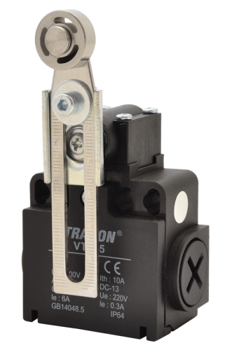 Wyłącznik krańcowy, z dźwignią regulowaną i rolką 1xNO+1xNC, 6A/230V AC-15, 0,3A/250V DC-13, IP65 VT145 Tracon Electric