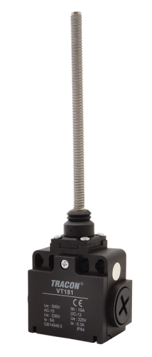 Wyłącznik krańcowy, z prętem(stal) 1xNO+1xNC, 6A/230V AC-15, 0,3A/250V DC-13, IP65 VT181 Tracon Electric
