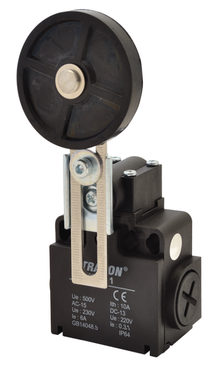 Wyłącznik krańcowy, z dźwignią regulowaną i rolką 1xNO+1xNC, 6A/230V AC-15, 0,3A/250V DC-13, IP65 VT191 Tracon Electric