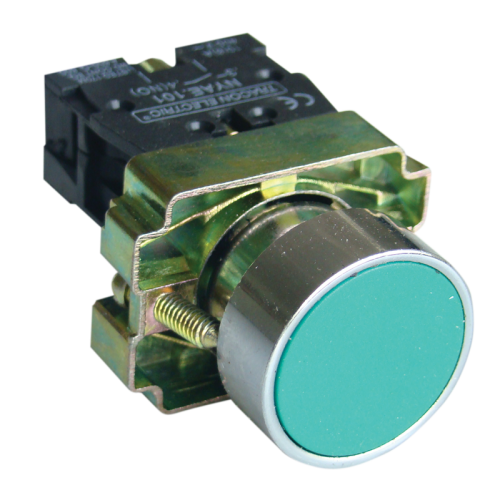 Przycisk płaski z obudową , zielony 1×NO, 3A/240V AC, IP44 NYGBA31ZT Tracon Electric