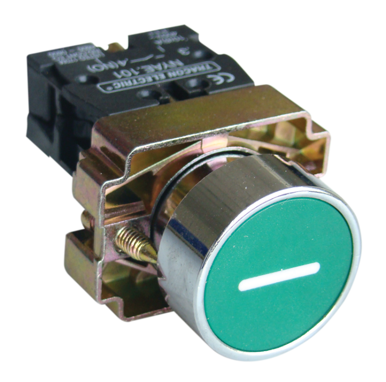 Przycisk z oznaczeniem, zielony, (białe I) 1×NO, 3A/240V AC, IP42 NYGBA3311Z Tracon Electric