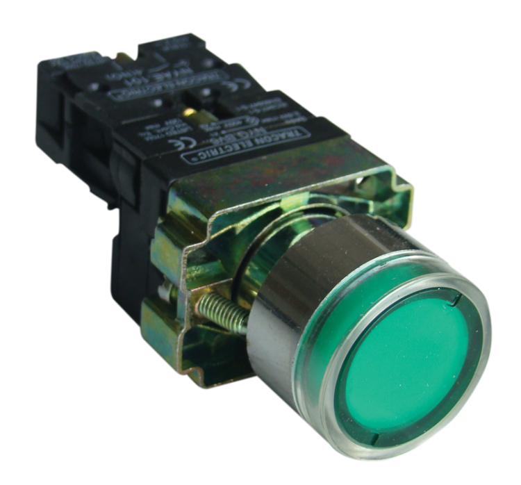 Przycisk podświetlany, zielony, 1×NO, 3A/400V AC, 230V, IP42 NYGBW33Z Tracon Electric