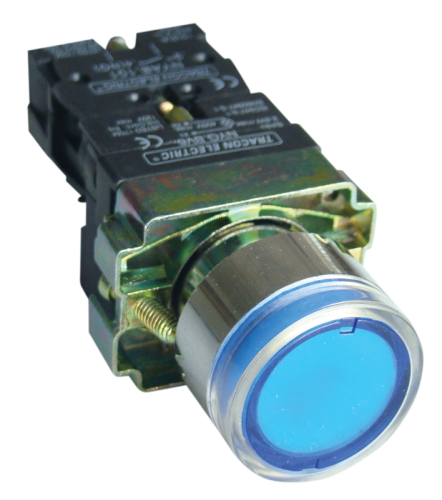 Przycisk podświetlany, niebieski, 1×NO, 3A/400V AC, 230V, IP42 NYGBW33K Tracon Electric
