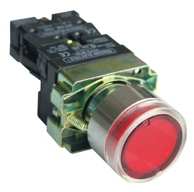 Przycisk podświetlany, czerwony, 1×NC, 3A/400V AC, 230V, IP42 NYGBW33P Tracon Electric