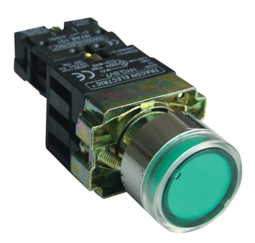 Przycisk podświetlany, z rezyst, zielony, 1×NO, 3A/230V AC, 130V, IP42 NYGBW3371Z Tracon Electric