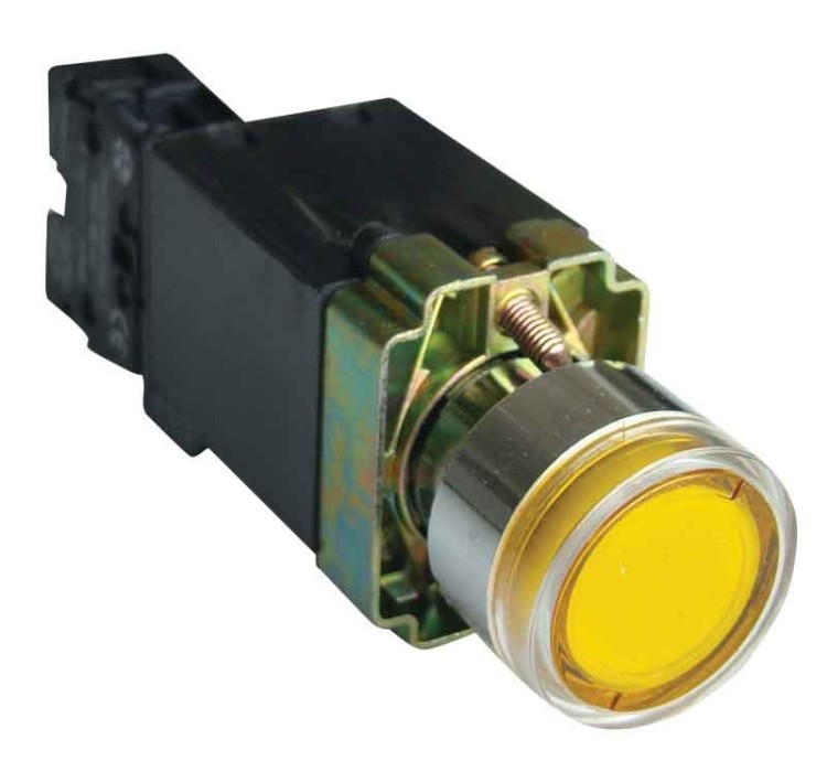 Przyciśk podświetlany, z transf. żółty, 1×NO, 3A/230V AC, 6V, IP42 NYGBW3541S Tracon Electric