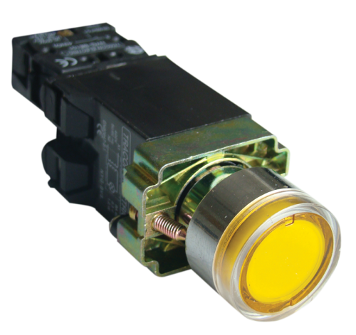 Przyciśk podświetlany, z transf. żółty, 1×NO, 3A/400V AC, 6V, IP42 NYGBW3551S Tracon Electric