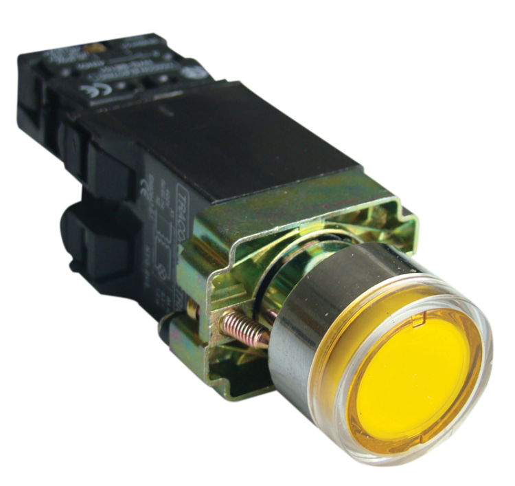 Przyciśk podświetlany, z transf. żółty, 1×NO, 3A/400V AC, 6V, IP42 NYGBW3551S Tracon Electric