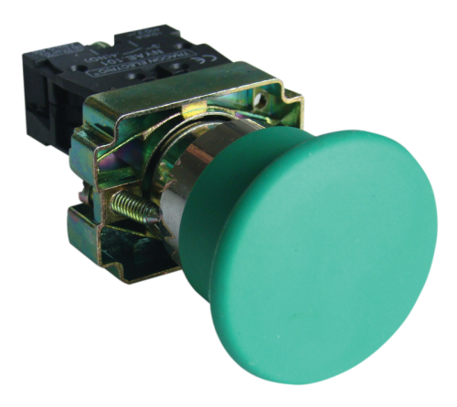 Przycisk grzybkowy z obud., zielony 1×NO, 3A/400V AC, IP44, d=40mm NYGBC31ZT Tracon Electric